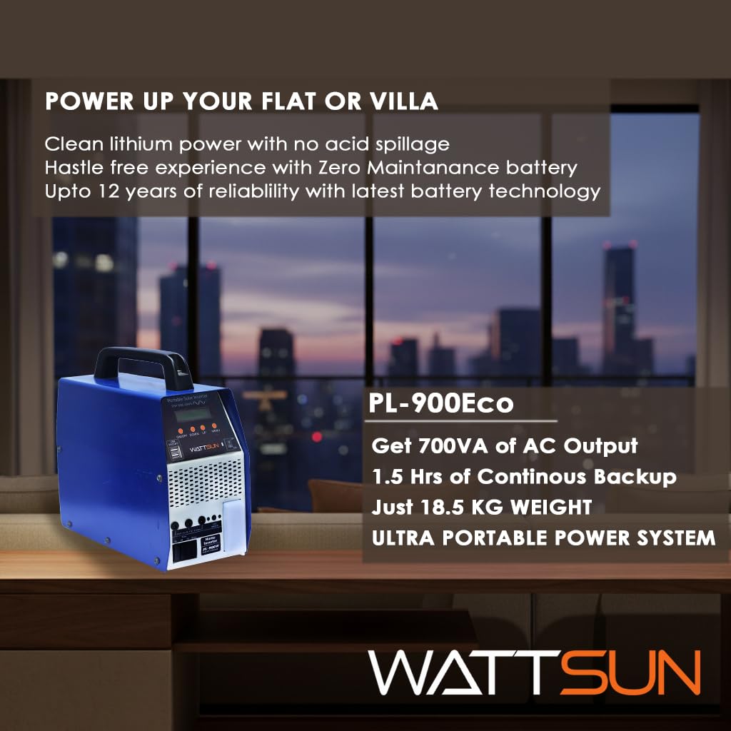 60Ah, 1 kva Solar Portable Inverter for Home with Inbuilt Lithium Battery, PL-900W-ECO