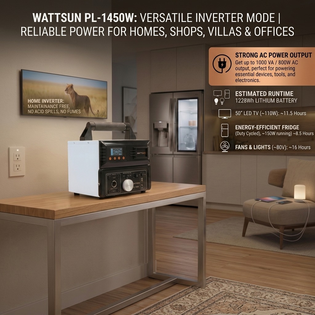 1450VA Inverter with In-Built Lithium Battery, PL-1450W